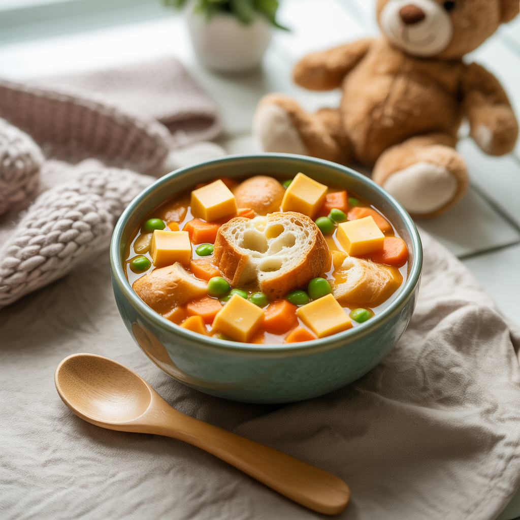 BROTSUPPE MIT GEMÜSE & KÄSEWÜRFELN