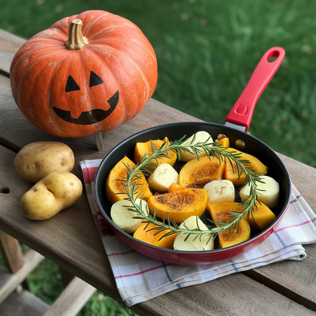 KÜRBIS KARTOFFEL PFANNE MIT KRÄUTERN UND BUTTER