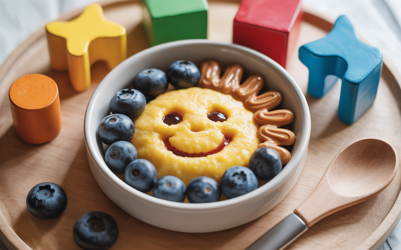 HEIDELBEER POLENTA MIT MANDELMUS