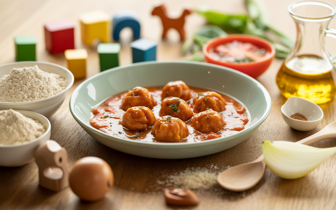 DINKELKLÖßE IN TOMATENRAHM